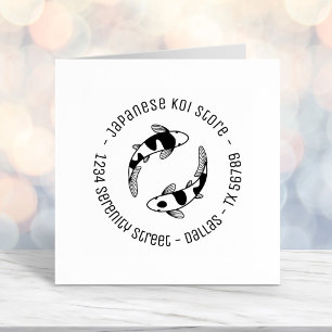 Tampon Auto-encreur Japonais Koi Fish Store Business Round Adresse 2