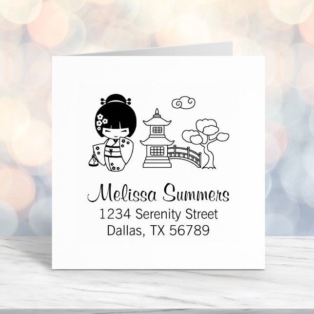Tampon Auto-encreur Japonaise Kimono Girl Address (Créateur téléchargé)