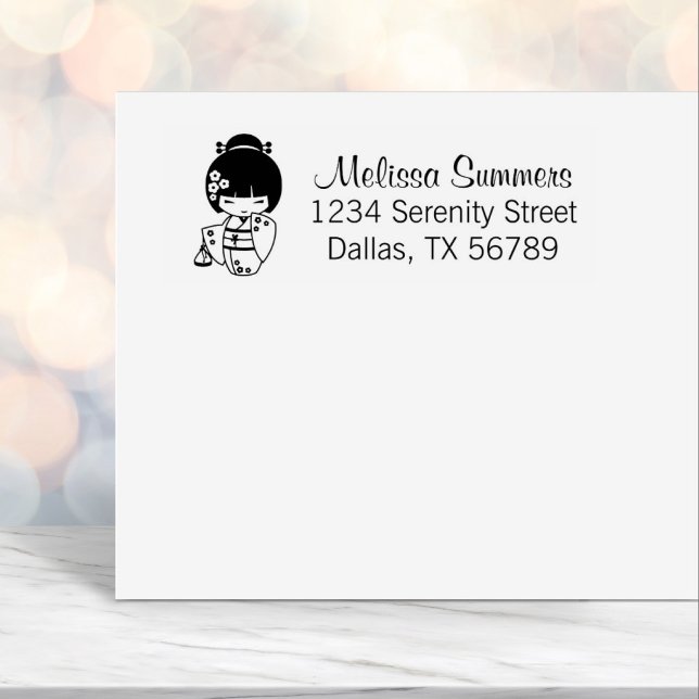 Tampon Auto-encreur Japonaise Kimono Girl Address (Créateur téléchargé)