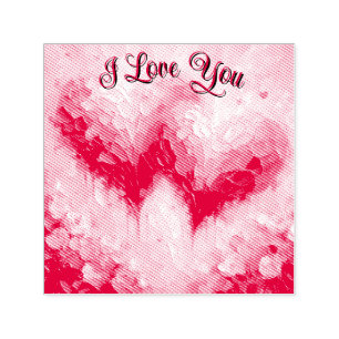 Tampon Auto-encreur Je T'Aime Deux Coeurs Abstraits Peindre Valentine