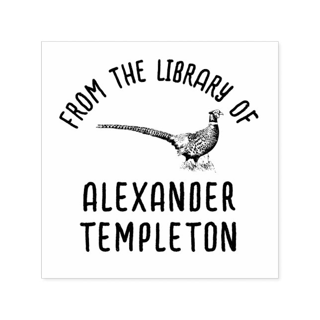 Tampon Auto-encreur Jeu de faisan rustique Bibliothèque d'oiseaux Nom  (Design)