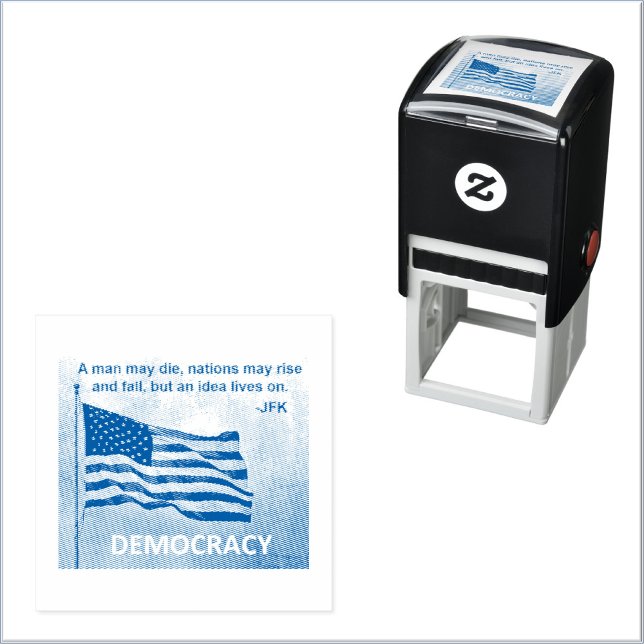 Tampon Auto-encreur JFK Citation Démocratie Drapeau américain Design (Créateur téléchargé)
