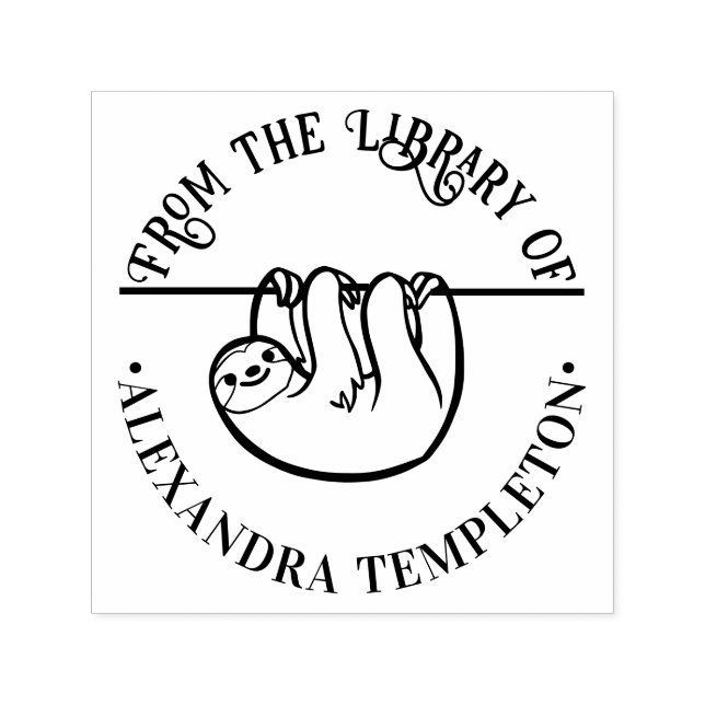 Tampon Auto-encreur Joli paresseux suspendu « De la bibliothèque de »  (Design)
