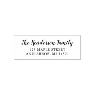 Tampon Auto-encreur Joli script Nouvelle adresse de retour