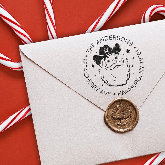 Tampon Auto-encreur Joli Texas Cowboy Père Noël (Créateur téléchargé)