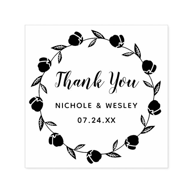 Tampon Auto-encreur Jolie couronne fleurie | Timbre auto-alimenté (Design)