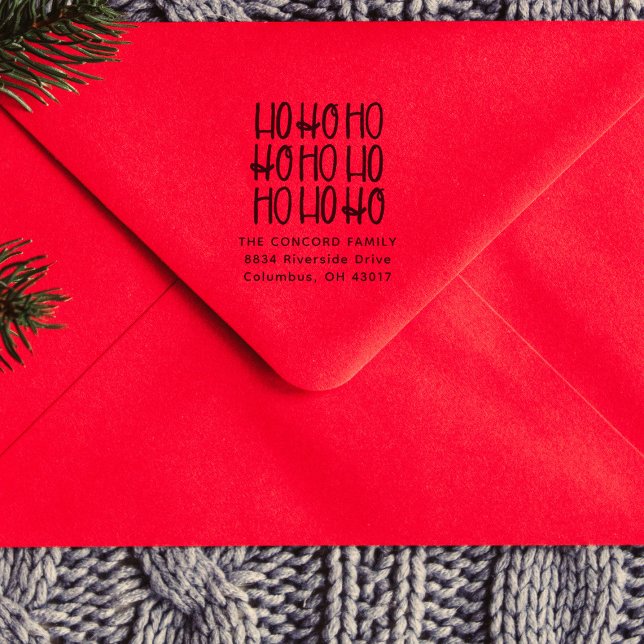 Tampon Auto-encreur Jolie ho ho ho ho l'adresse de retour de Noël (Créateur téléchargé)