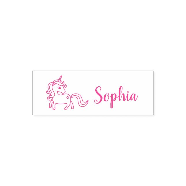 Tampon Auto-encreur Jolie licorne avec Little Star, Girls Name (Design)