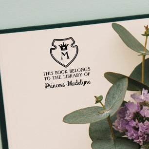 Tampon Auto-encreur Jolie princesse couronne Emblème Monogramme Plaque