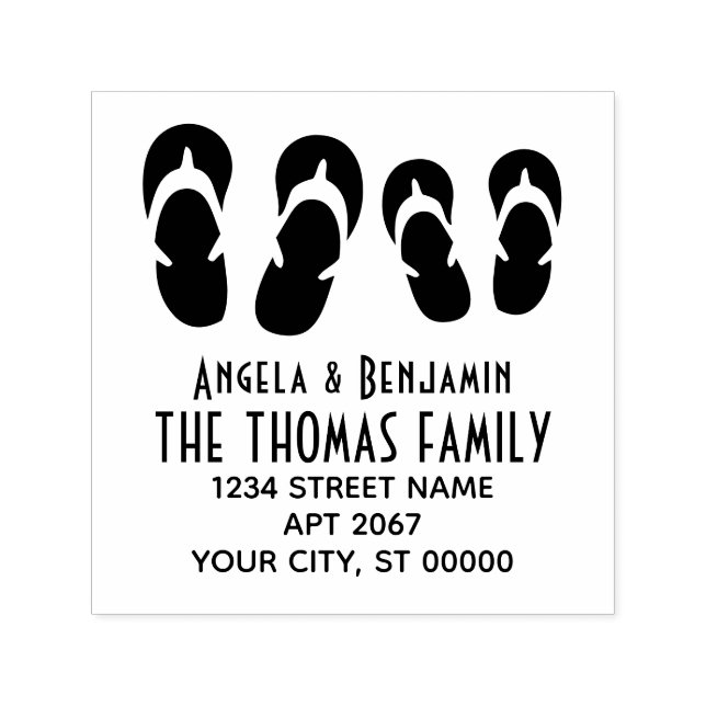 Tampon Auto-encreur Jolies sandales à son & à elle avec nom de couple  (Design)