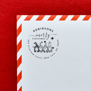 Tampon Auto-encreur Jolly Christmas Gnomes Family Return Adresse