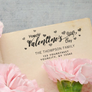 Tampon Auto-encreur Jouer heureux Valentines Day Hearts Adresse de ret