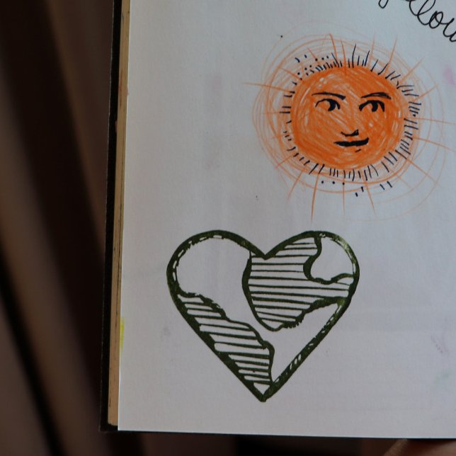 Tampon Auto-encreur Jour des terres Coeur Earthy Love (Créateur téléchargé)