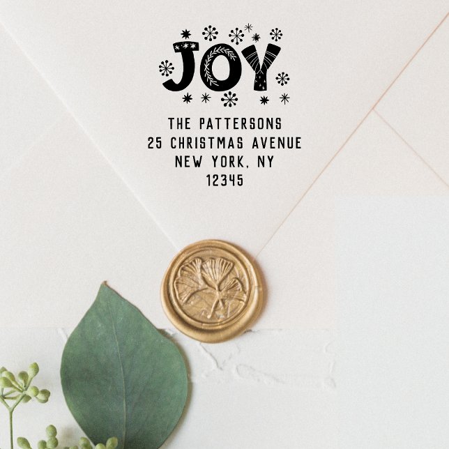 Tampon Auto-encreur JOY Christmas Retourner l'adresse Nom personnalisé (Créateur téléchargé)