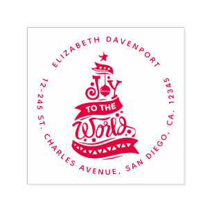 Tampon Auto-encreur Joy to the World Christmas Citation Typographie
