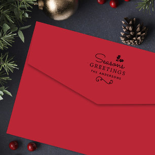 Tampon Auto-encreur Joyeuses Fêtes Nom de famille personnalisé Fête