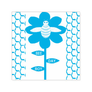 Tampon Auto-encreur Joyeux Bee Day Boy Blue Birthday Bumblebee