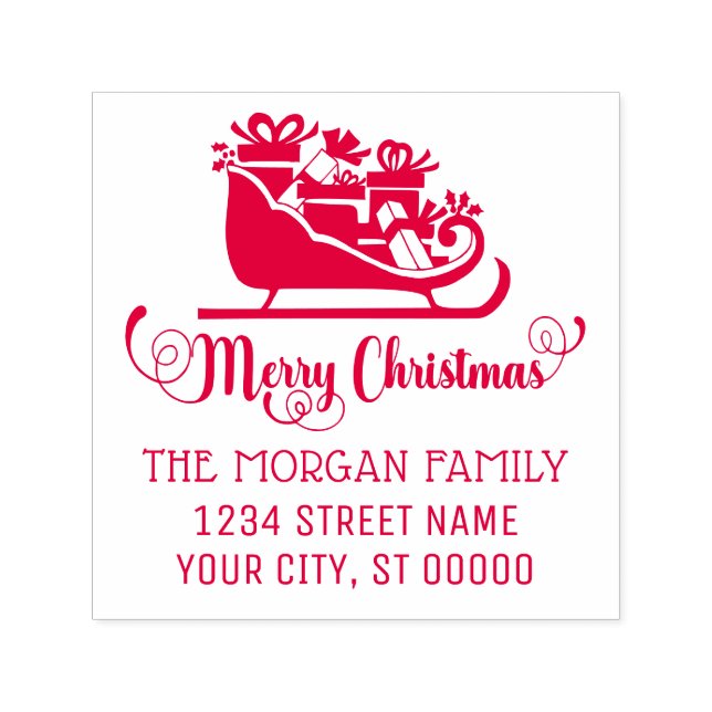 Tampon Auto-encreur Joyeux cadeaux de Noël Nom de la traînée Adresse d (Design)