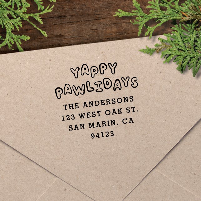 Tampon Auto-encreur Joyeux Jaune Pawlidays Chien Animaux de Compagnie (Créateur téléchargé)