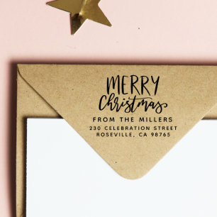 Tampon Auto-encreur Joyeux Noël De Nom De Famille Adresse De Retour