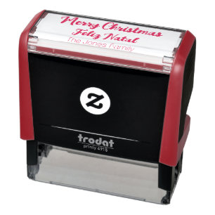 Tampon Auto-encreur Joyeux Noël et Feliz Natal bilingue, famille