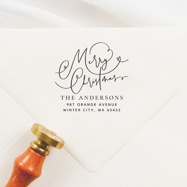 Tampon Auto-encreur Joyeux Noël fleuri Adresse de retour (Créateur téléchargé)