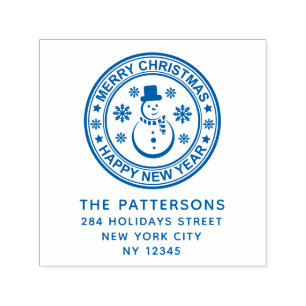 Tampon Auto-encreur Joyeux Noël Joyeux Nouvel An Nom Retour Adresse