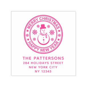 Tampon Auto-encreur Joyeux Noël Joyeux Nouvel An Nom Retour Adresse