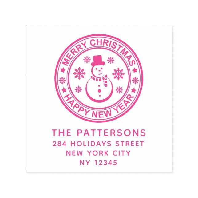 Tampon Auto-encreur Joyeux Noël Joyeux Nouvel An Nom Retour Adresse (Design)