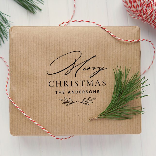 Tampon Auto-encreur Joyeux Noël moderne Nom de famille personnalisé (Créateur téléchargé)