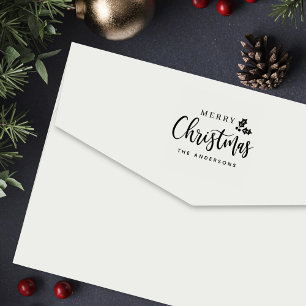 Tampon Auto-encreur Joyeux Noël moderne Script Fête Personnalisée