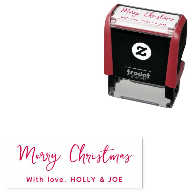 Tampon Auto-encreur Joyeux Noël Nom Écriture Rouge Moderne (En situation)