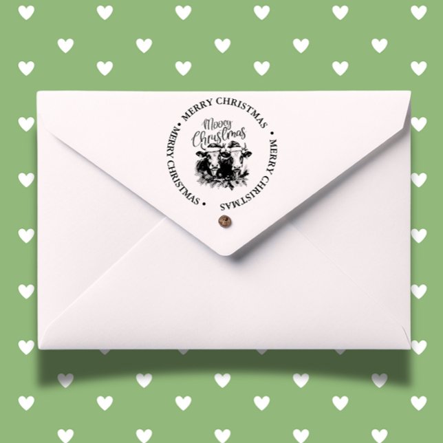 Tampon Auto-encreur Joyeux Noël Pays Vache thème (perfect for heartfelt cards and festive crafts. Order yours today!)
