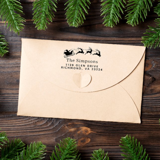 Tampon Auto-encreur Joyeux Noël Père Noël Reindeer Adresse de retour (Créateur téléchargé)