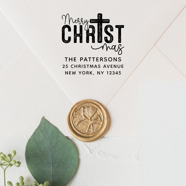 Tampon Auto-encreur Joyeux Noël Religieux Adresse de retour (Créateur téléchargé)