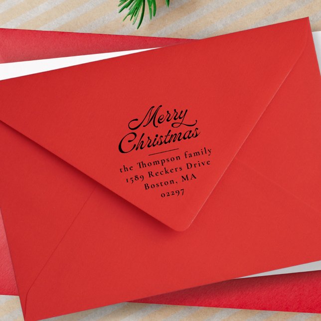 Tampon Auto-encreur Joyeux Noël Retro Holiday Adresse de retour (Créateur téléchargé)