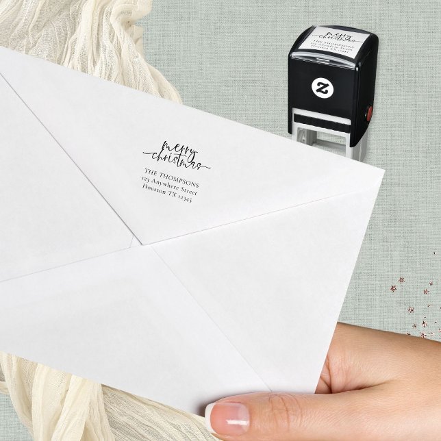 Tampon Auto-encreur Joyeux Noël Script Nom et adresse de retour (Créateur téléchargé)