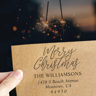 Tampon Auto-encreur Joyeux Noël Script Police Adresse de retour