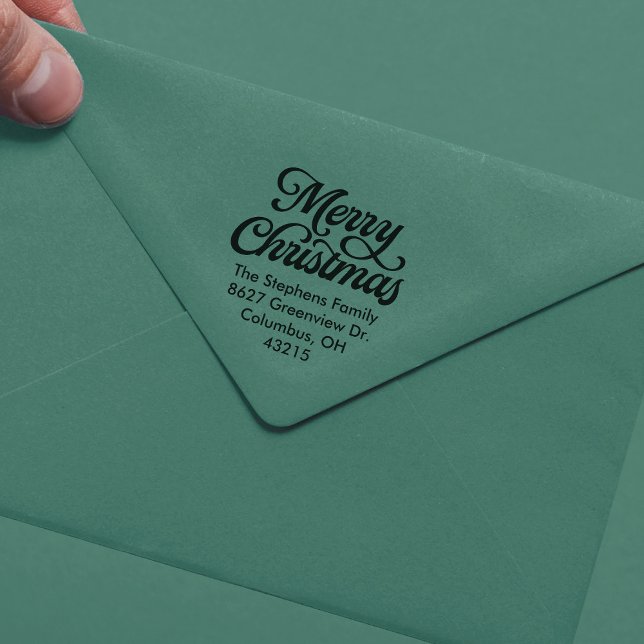 Tampon Auto-encreur Joyeux Noël simple script adresse de retour (Créateur téléchargé)