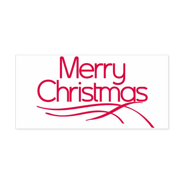 Tampon Auto-encreur Joyeux Noël stylisé rouge et lignes ondulées (Design)