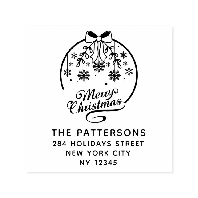 Tampon Auto-encreur Joyeux Noël Vacances d'hiver Nom Retour Adresse (Design)