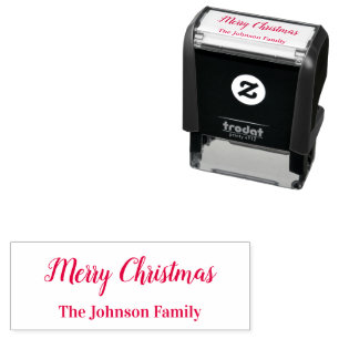 Tampon Auto-encreur Joyeux script de Noël avec nom Modèle de texte