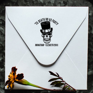 Tampon Auto-encreur Jusqu'à la mort Fêtons-nous Custom Groom Goth Skul