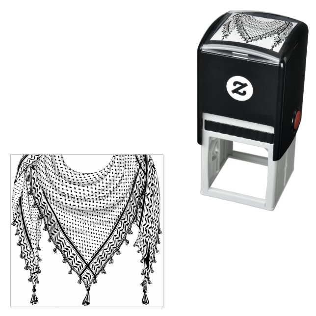 Tampon Auto-encreur Keffiyeh Écharpe palestinienne tissu traditionnel (En situation)