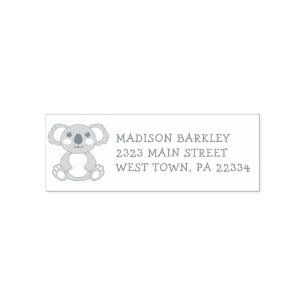 Tampon Auto-encreur Koala Bear Kid's Cute Return Adresse Stamp
