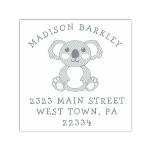 Tampon Auto-encreur Koala Bear Kid's mignon Adresse de retour Timbre
