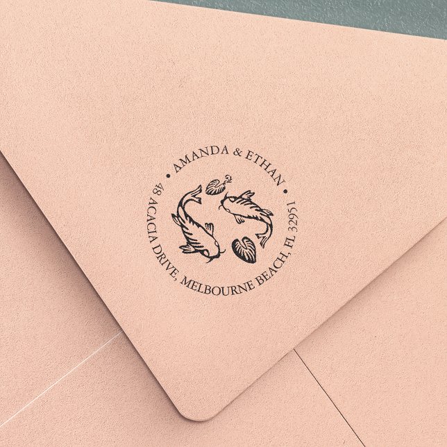 Tampon Auto-encreur Koi Pond Adresse de retour (Créateur téléchargé)