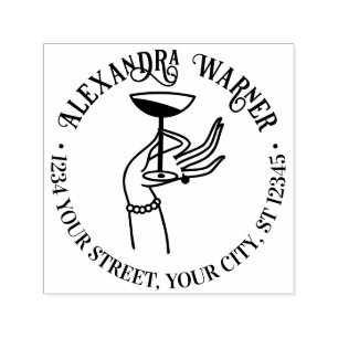 Tampon Auto-encreur Lady's Hand Holding Champagne Glass Retourner l'ad