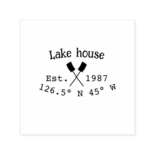 Tampon Auto-encreur Lake house et. Date année coordonnées personnalisé (Design)