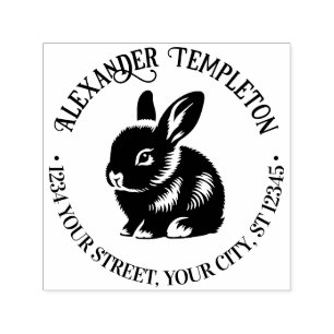 Tampon Auto-encreur Lapin Bébé Mignon Nom Adresse de Retour #1P
